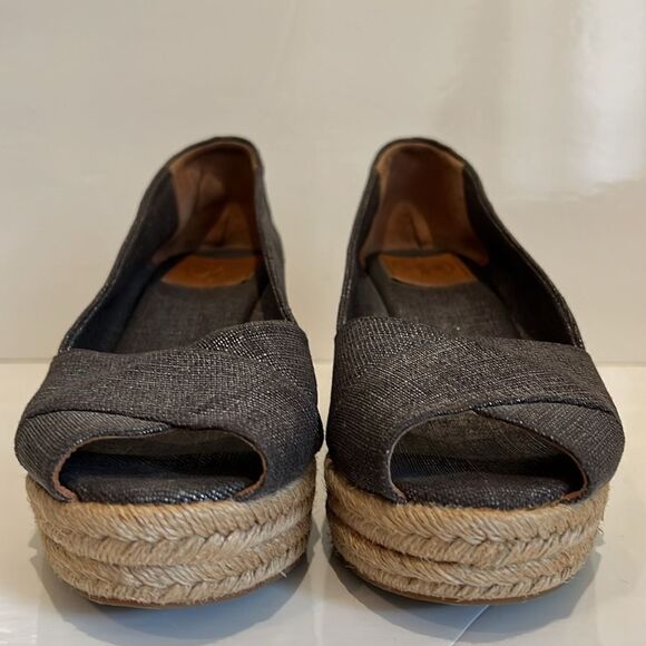 Tory Burch Filipa Wedge Espadrille Metallic Grey Shoes Size 10.5 - Picture 11 of 11